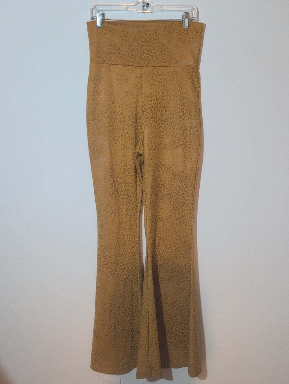 Turquoise Haven High-Waist Flared Leopard Print Pants - Mustard